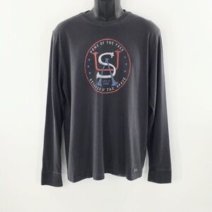 Life is Good Mens T Shirt Grey Home Of The Free USA Long Sleeve Tee Sz M